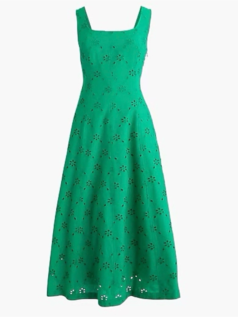 JCrew Green Eyelet Square-Neck Maxi Dress size 10 NWT